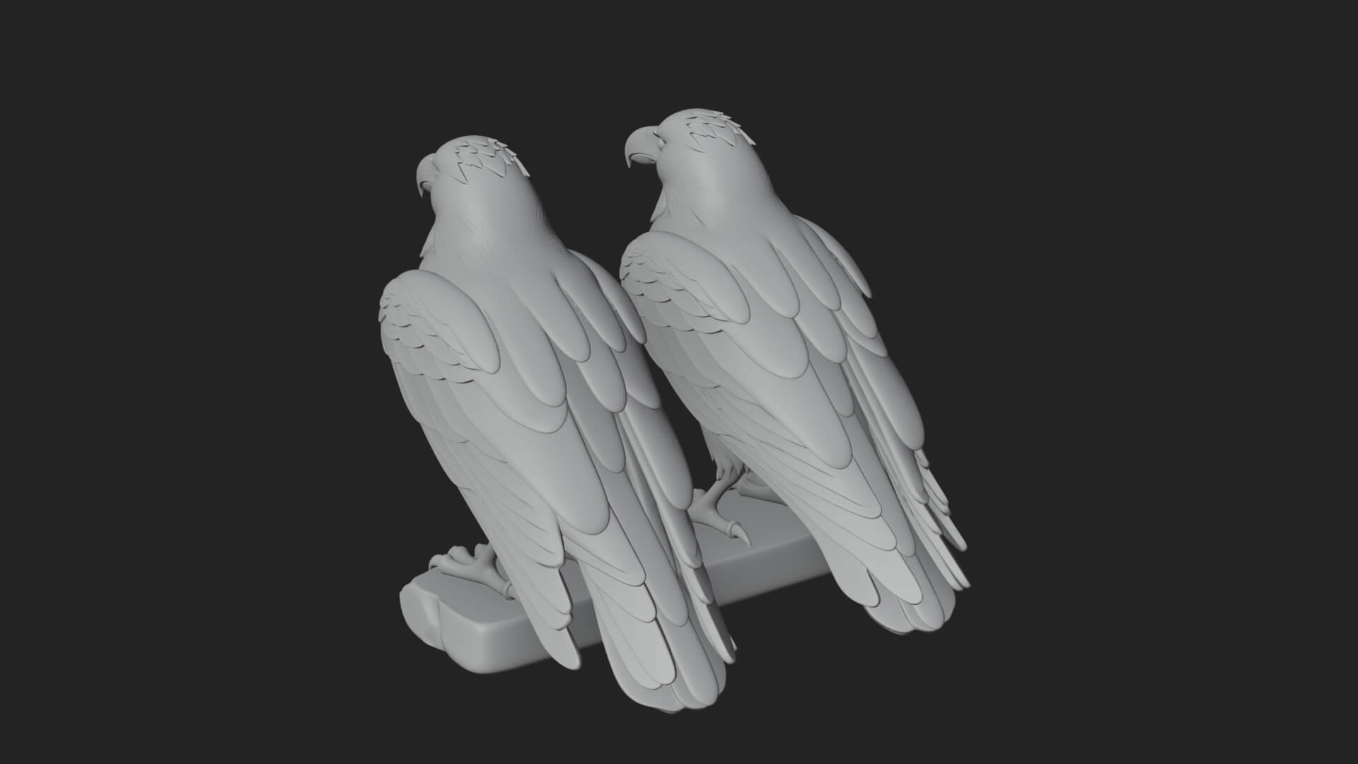 Pair of Norse Ravens Statue Design 4 3D Print Model 3D Model