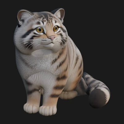 Pallas Cat Statue Design 1 3D Print Model