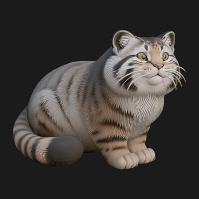Pallas Cat Statue Design 2 3d Print Model