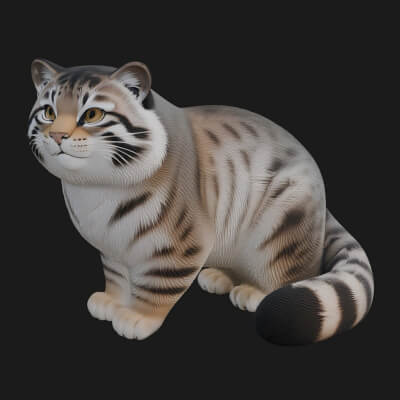 Pallas Cat Statue Design 3 3D Print Model