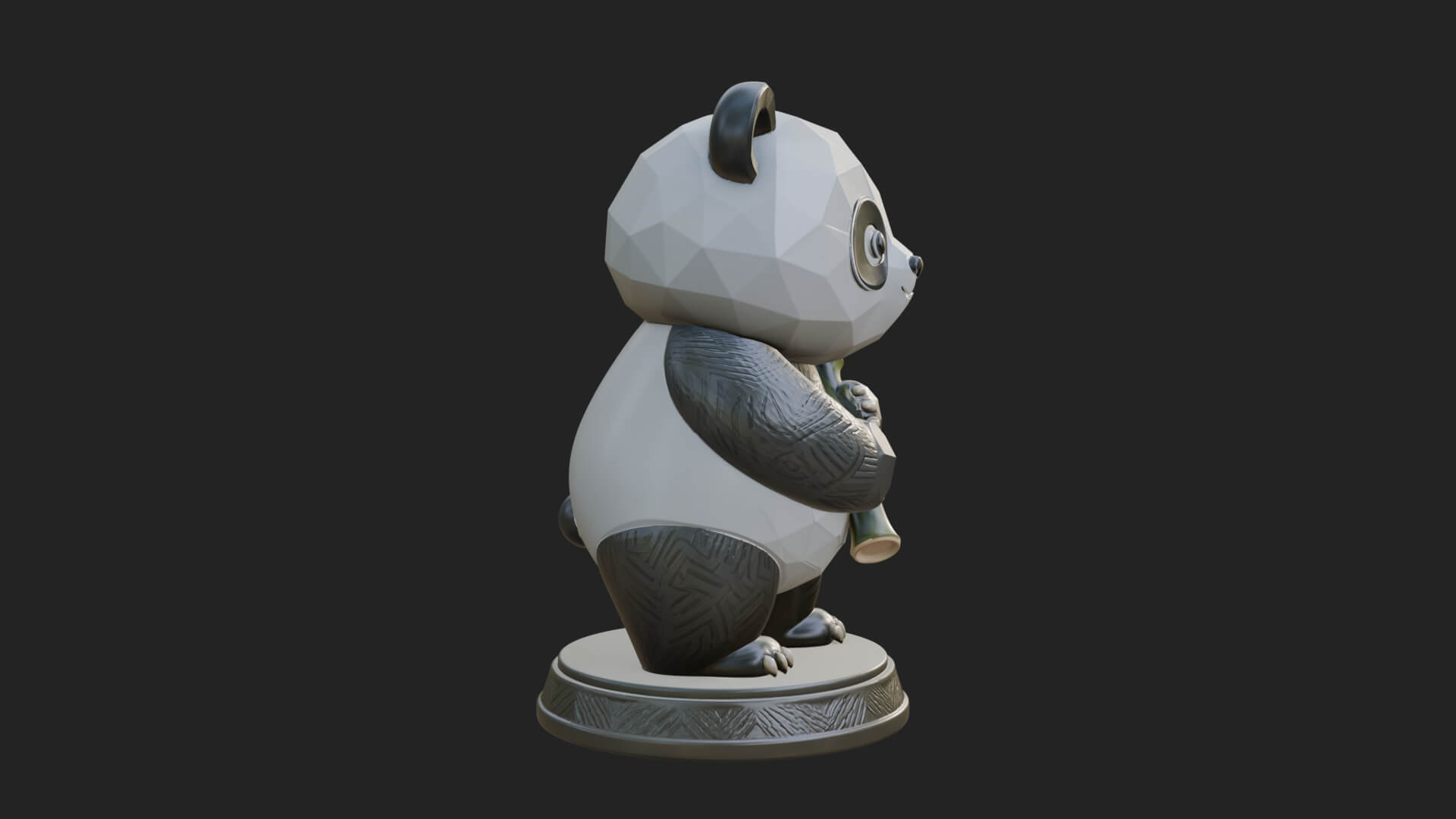Panda with Bamboo Stalk Statue Design 1 3D Print Model 3D Model