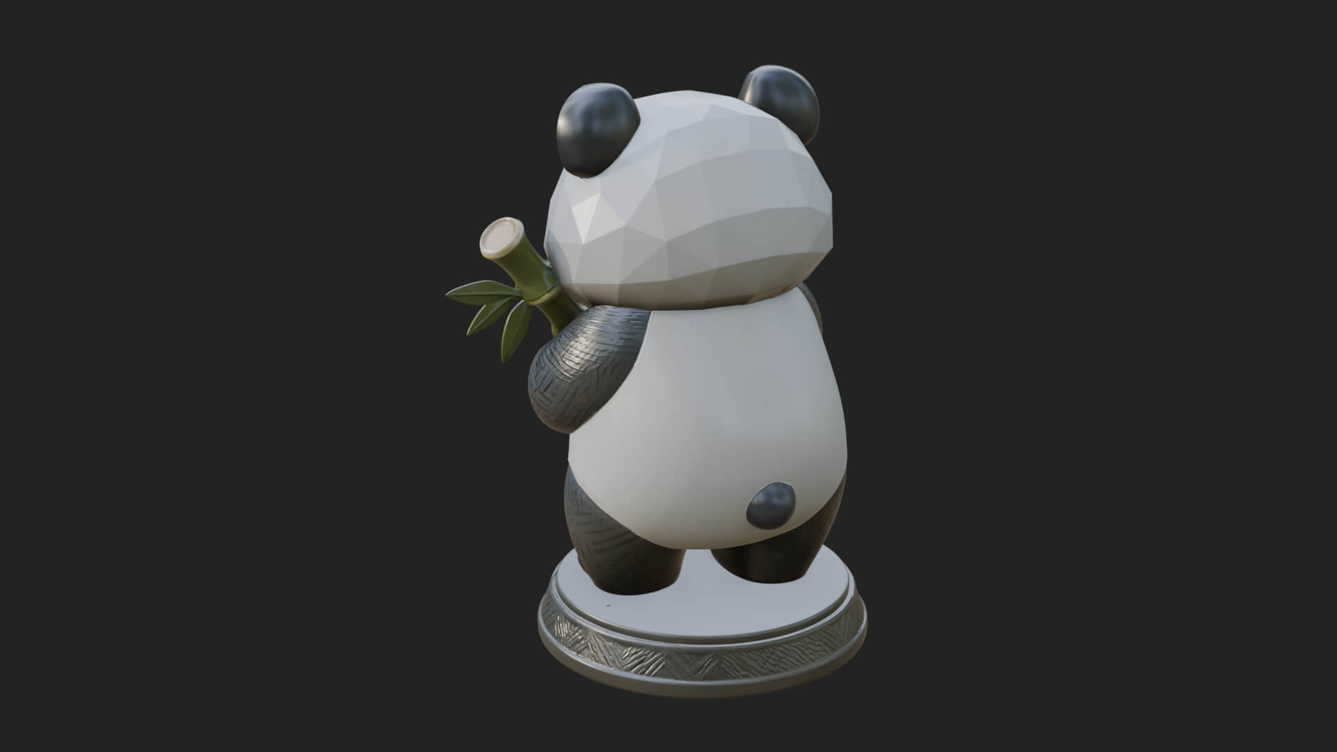Panda with Bamboo Stalk Statue Design 1 3D Print Model 3D Model