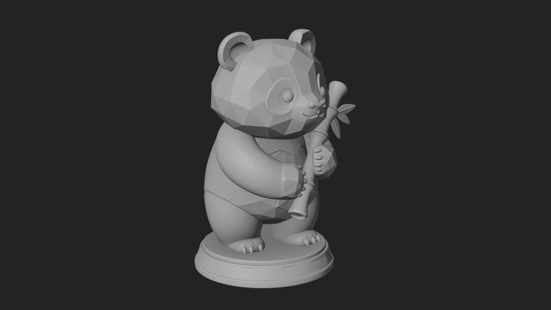 Panda with Bamboo Stalk Statue Design 1 3D Print Model 3D Model
