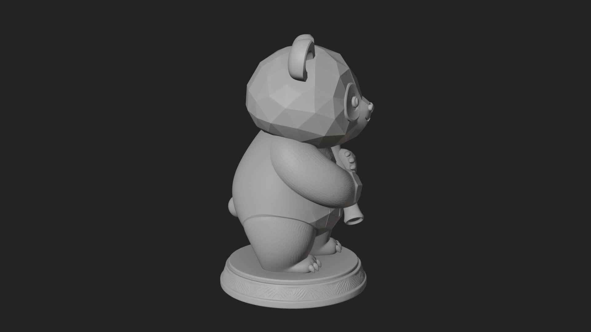 Panda with Bamboo Stalk Statue Design 1 3D Print Model 3D Model