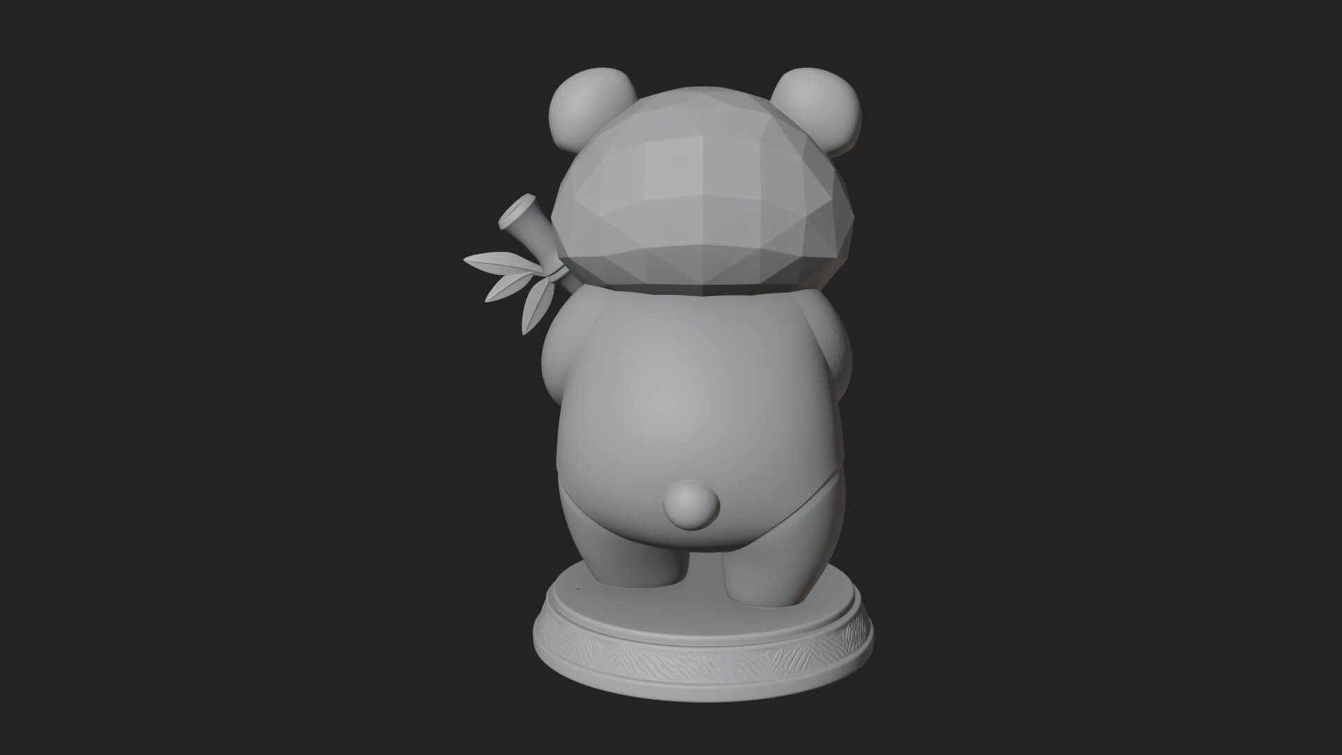 Panda with Bamboo Stalk Statue Design 1 3D Print Model 3D Model