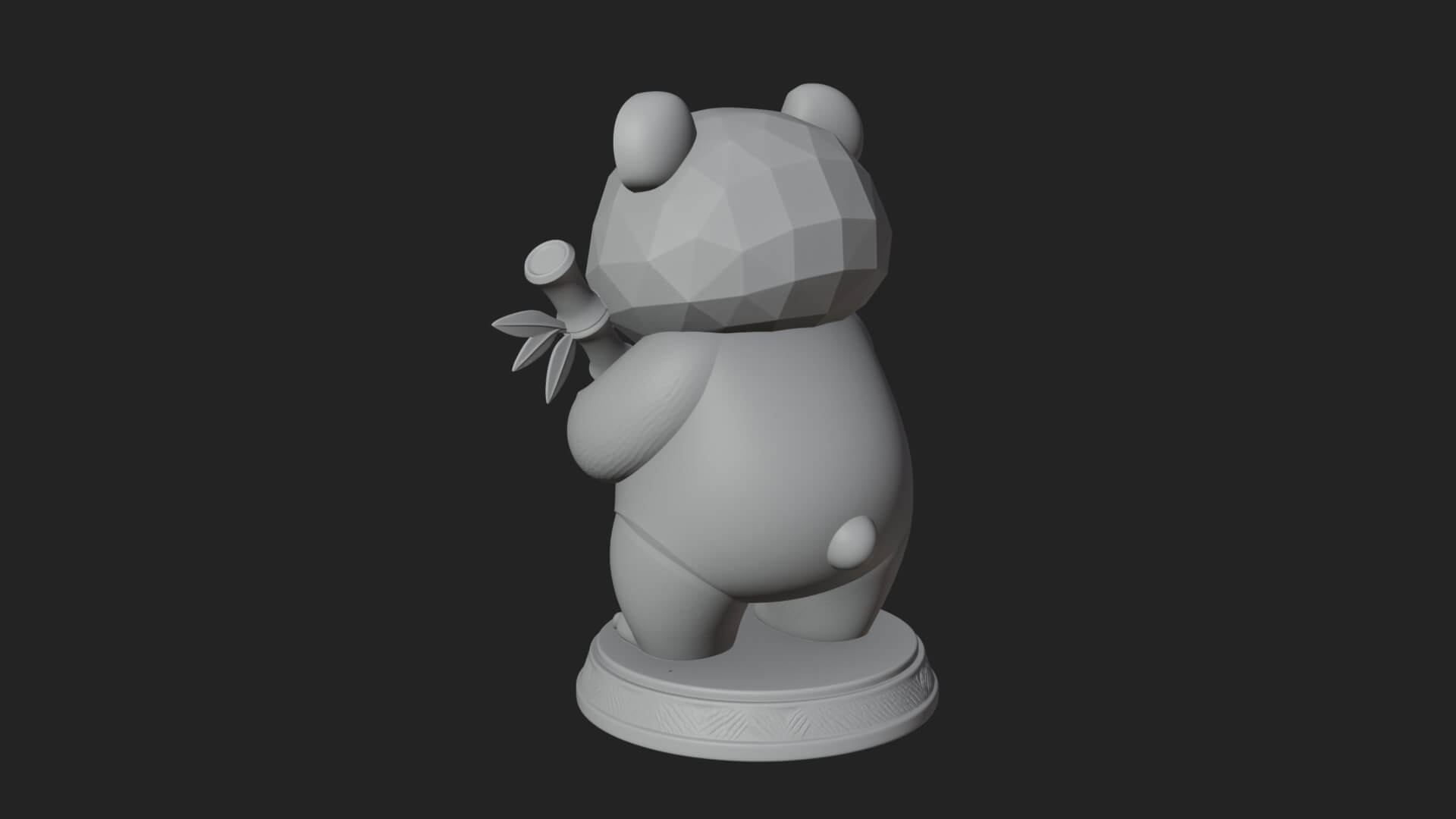 Panda with Bamboo Stalk Statue Design 1 3D Print Model 3D Model