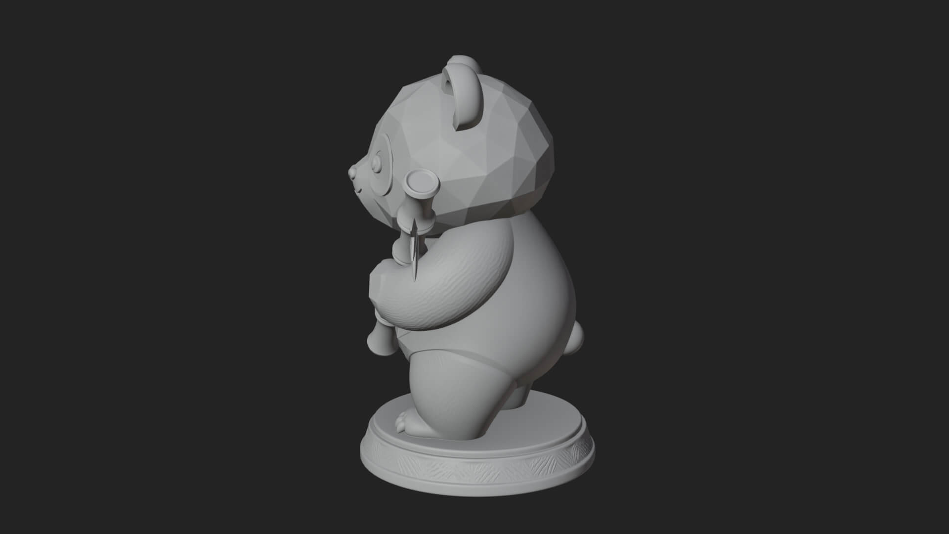 Panda with Bamboo Stalk Statue Design 1 3D Print Model 3D Model