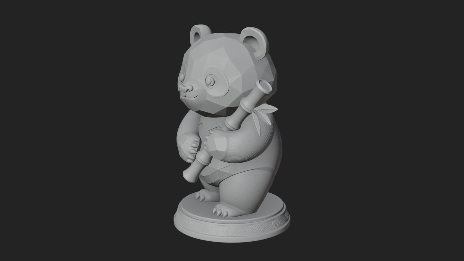 Panda with Bamboo Stalk Statue Design 1 3D Print Model 3D Model