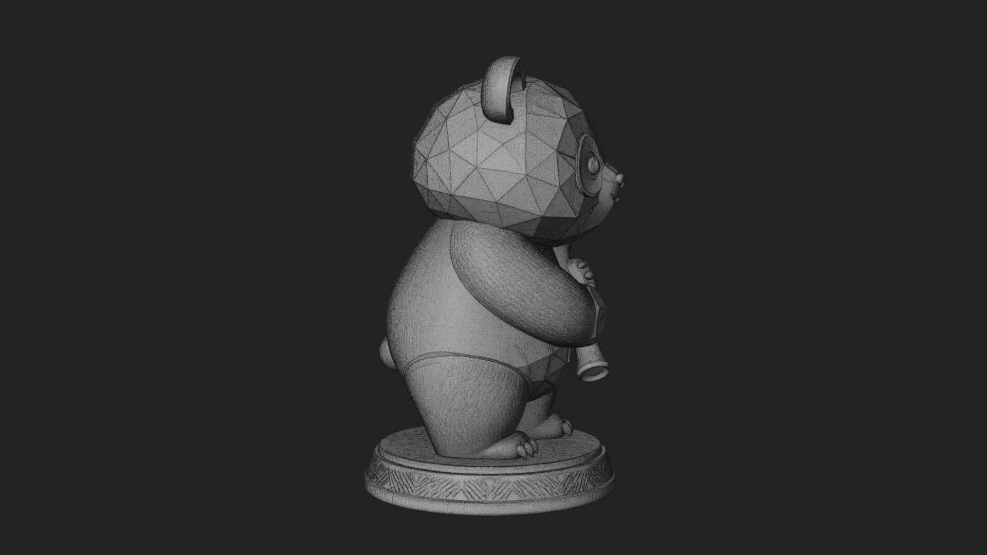 Panda with Bamboo Stalk Statue Design 1 3D Print Model 3D Model
