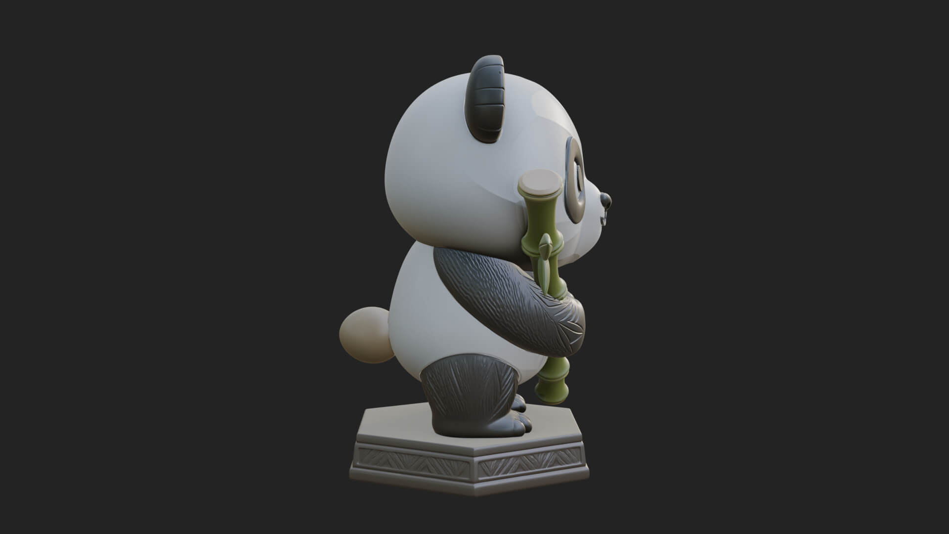 Panda with Bamboo Stalk Statue Design 2 3D Print Model 3D Model