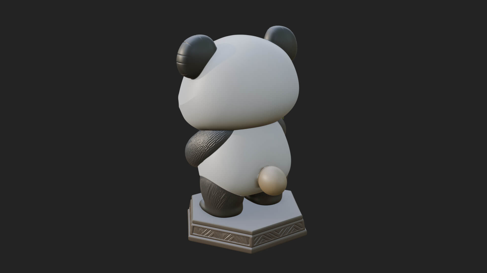 Panda with Bamboo Stalk Statue Design 2 3D Print Model 3D Model