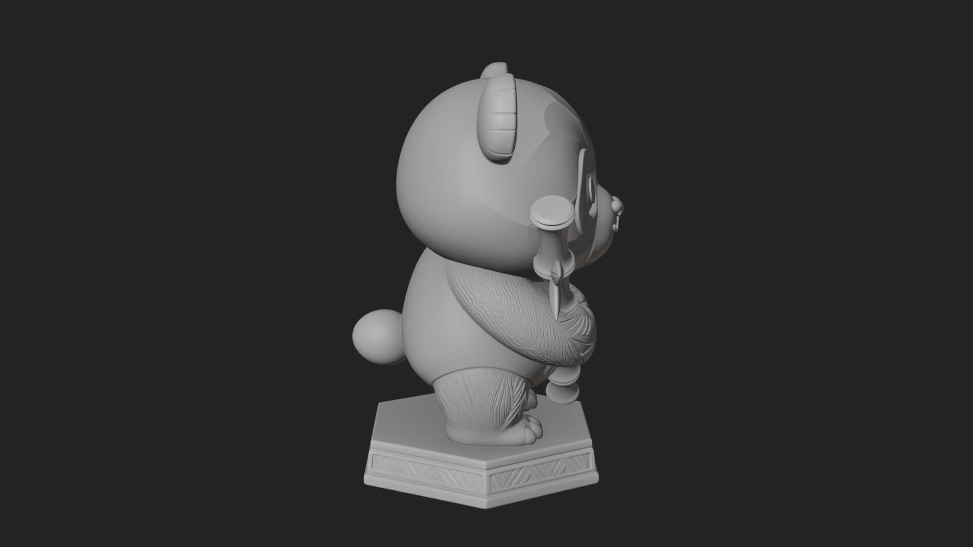 Panda with Bamboo Stalk Statue Design 2 3D Print Model 3D Model