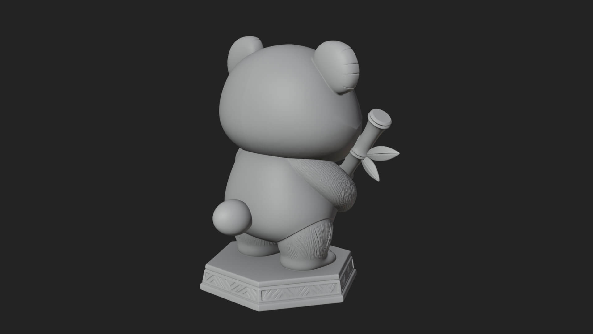 Panda with Bamboo Stalk Statue Design 2 3D Print Model 3D Model