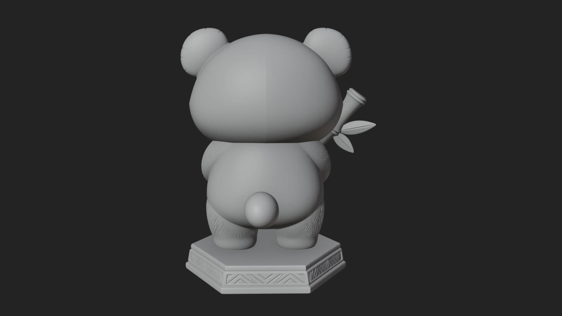Panda with Bamboo Stalk Statue Design 2 3D Print Model 3D Model