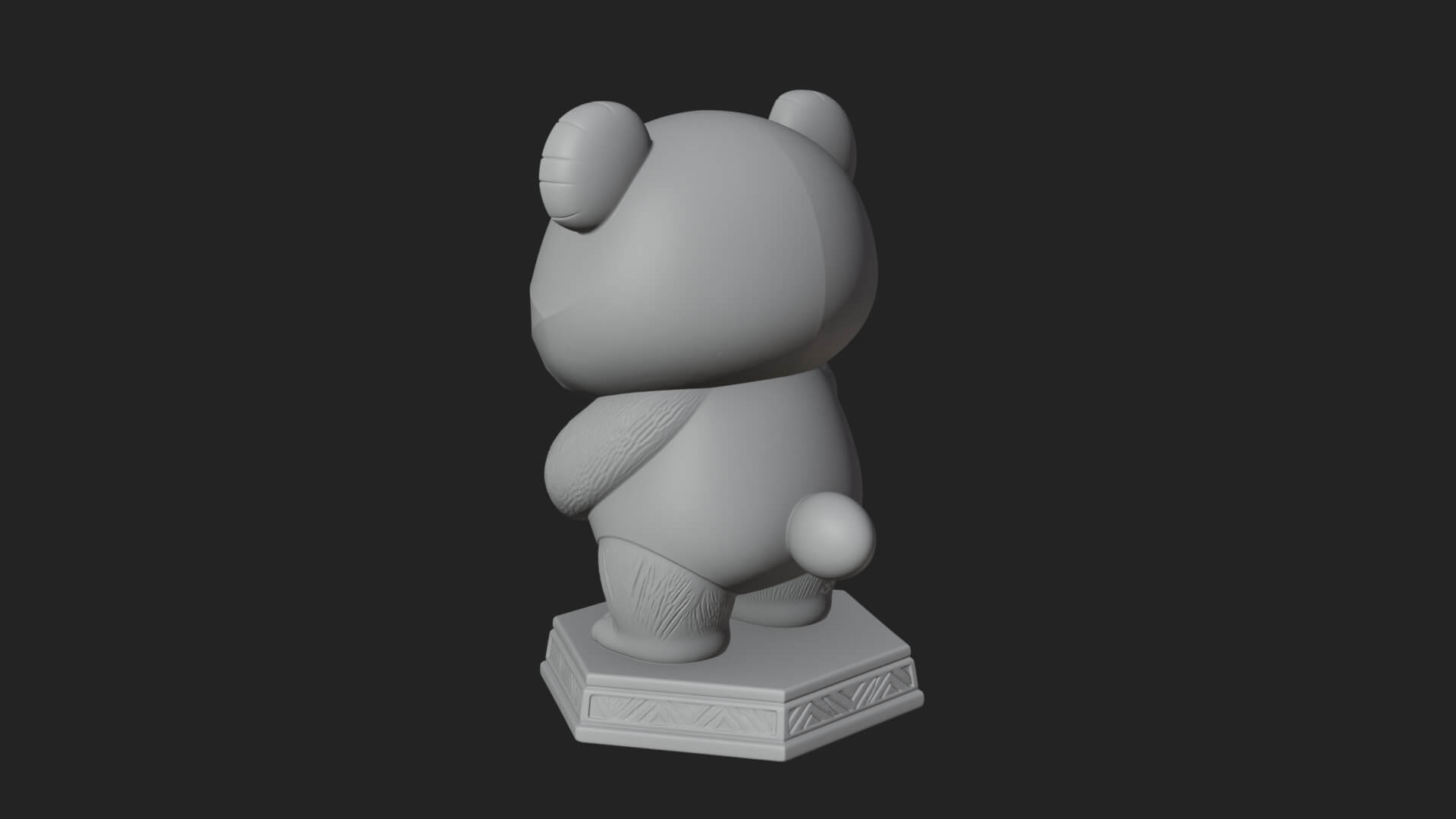 Panda with Bamboo Stalk Statue Design 2 3D Print Model 3D Model