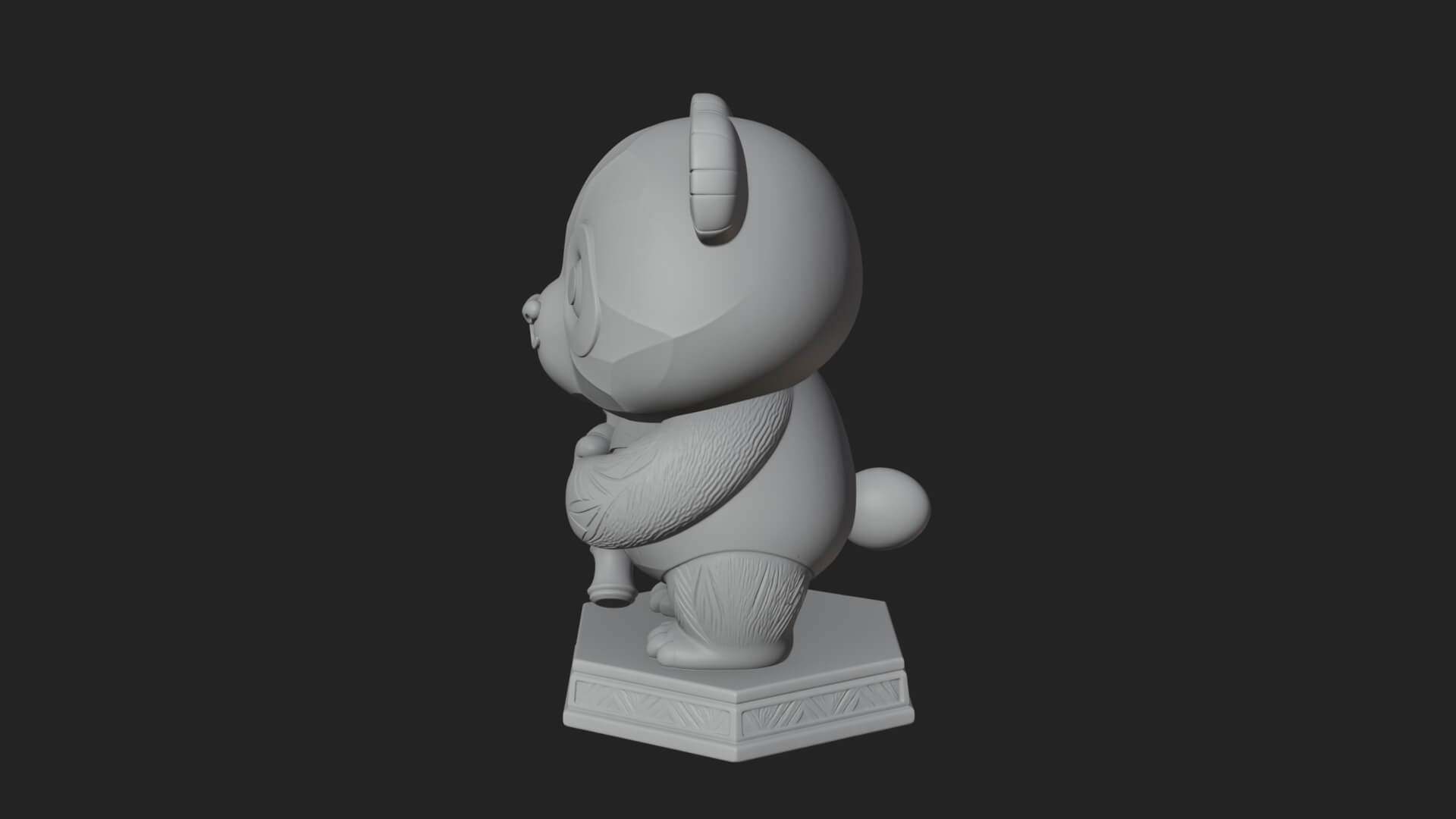 Panda with Bamboo Stalk Statue Design 2 3D Print Model 3D Model