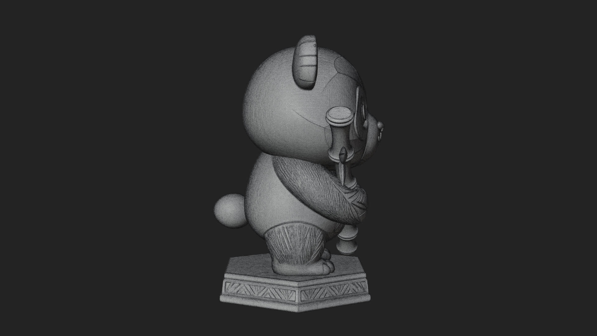 Panda with Bamboo Stalk Statue Design 2 3D Print Model 3D Model