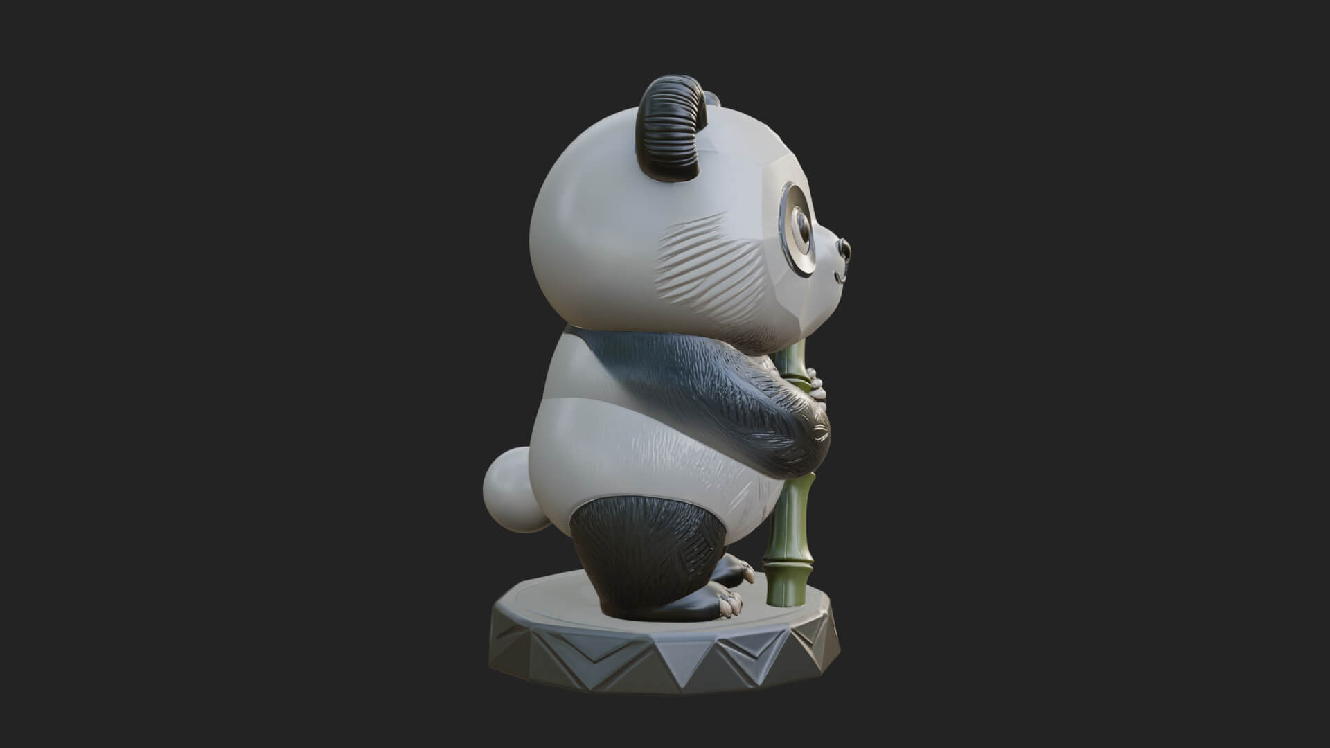 Panda with Bamboo Stalk Statue Design 3 3D Print Model 3D Model