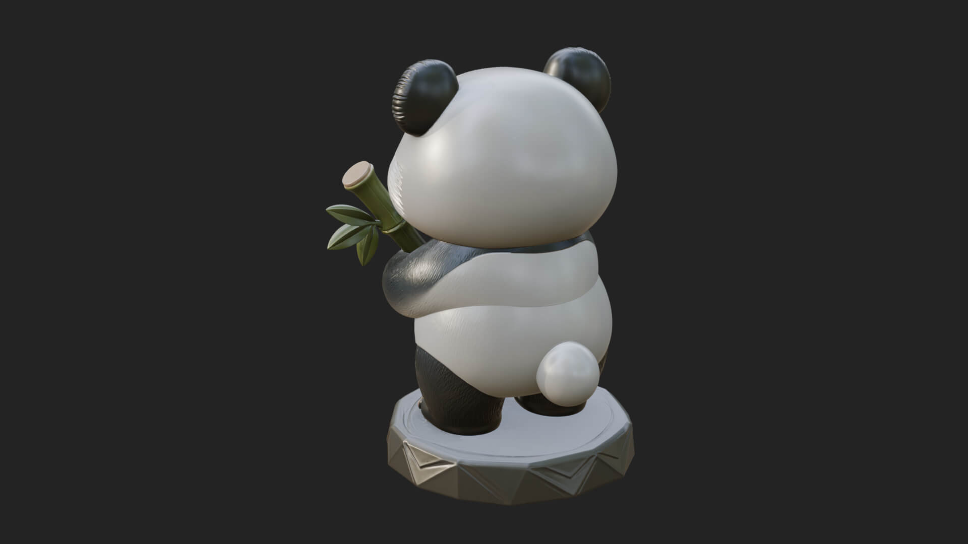 Panda with Bamboo Stalk Statue Design 3 3D Print Model 3D Model