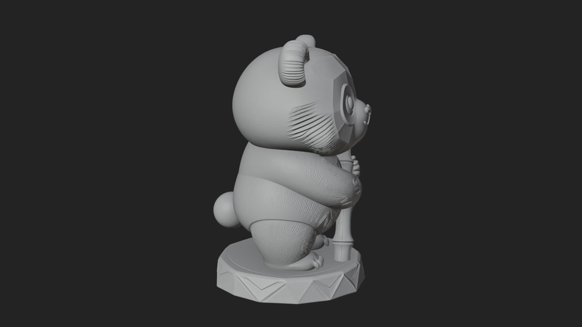 Panda with Bamboo Stalk Statue Design 3 3D Print Model 3D Model
