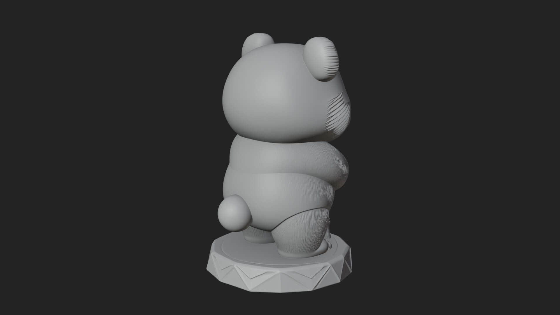 Panda with Bamboo Stalk Statue Design 3 3D Print Model 3D Model
