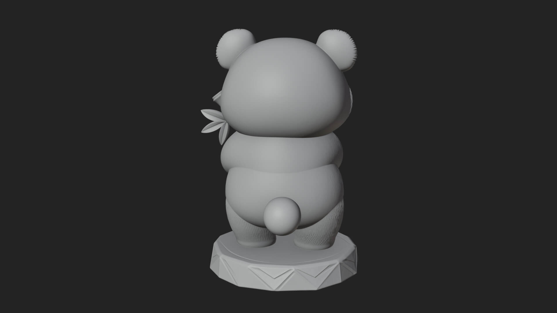 Panda with Bamboo Stalk Statue Design 3 3D Print Model 3D Model