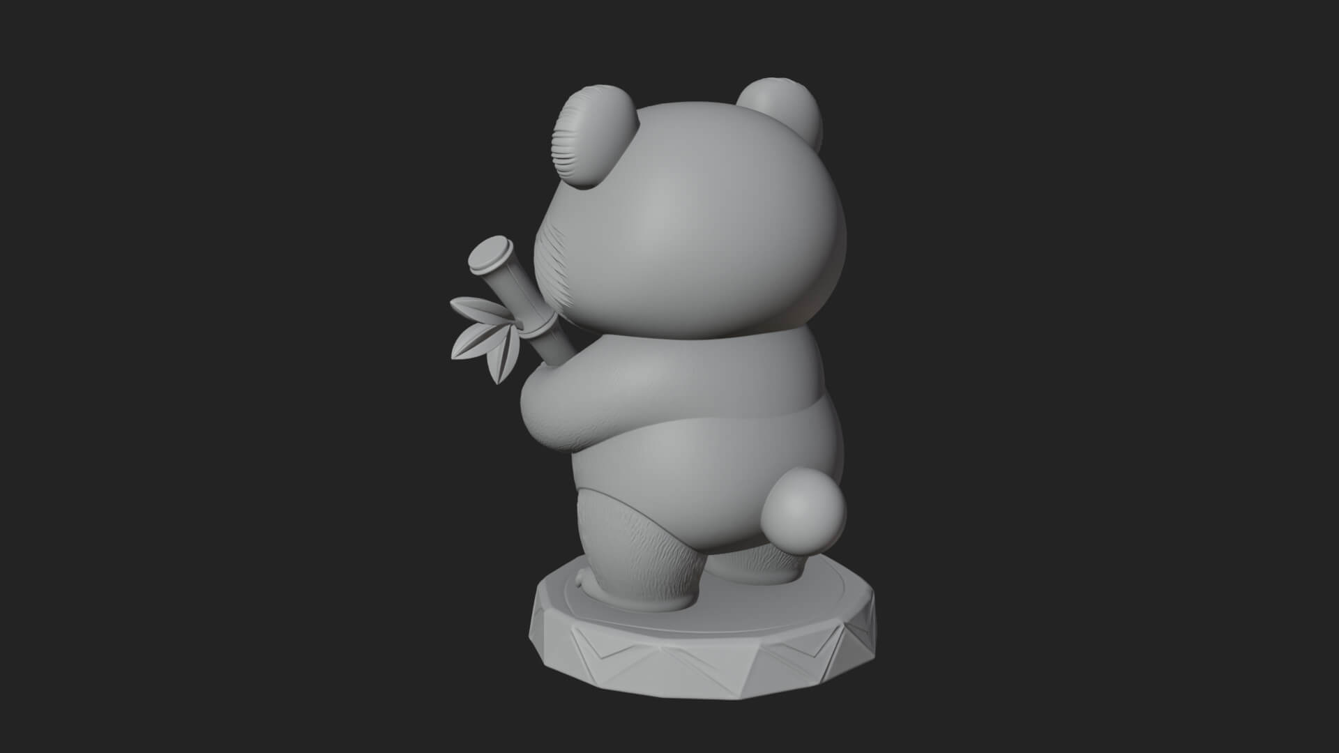 Panda with Bamboo Stalk Statue Design 3 3D Print Model 3D Model