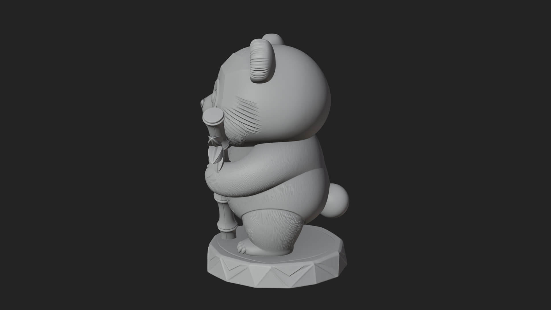 Panda with Bamboo Stalk Statue Design 3 3D Print Model 3D Model