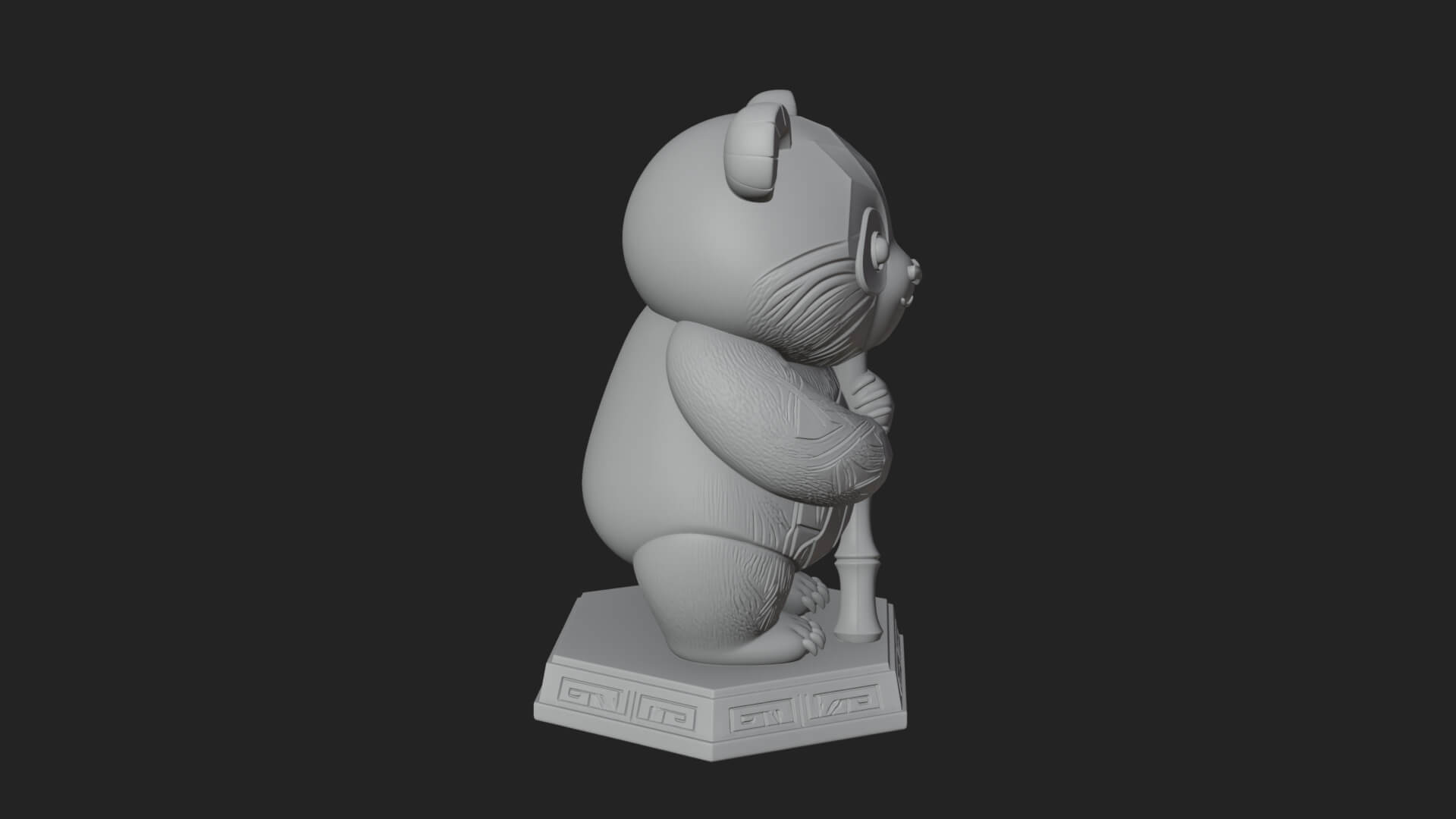 Panda with Bamboo Stalk Statue Design 4 3D Print Model 3D Model