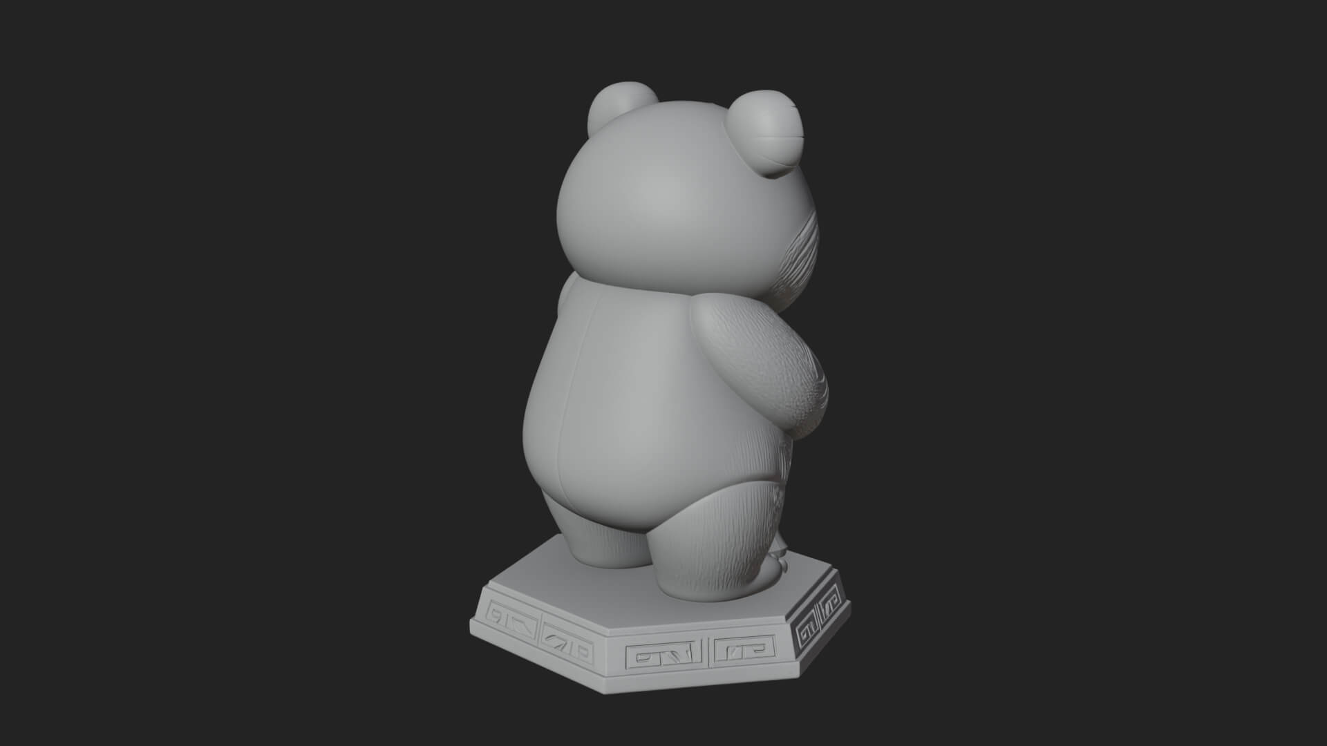 Panda with Bamboo Stalk Statue Design 4 3D Print Model 3D Model