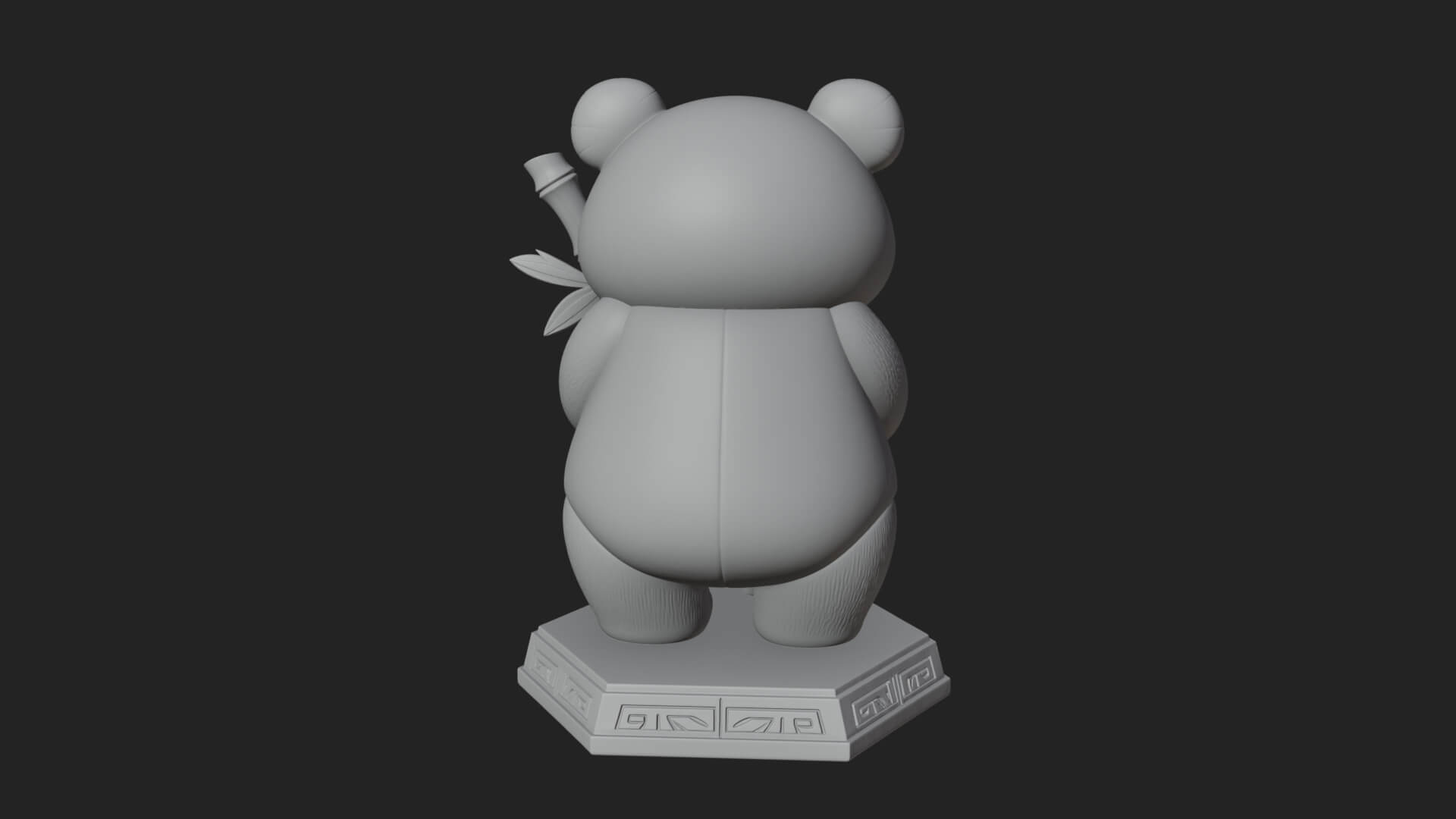 Panda with Bamboo Stalk Statue Design 4 3D Print Model 3D Model