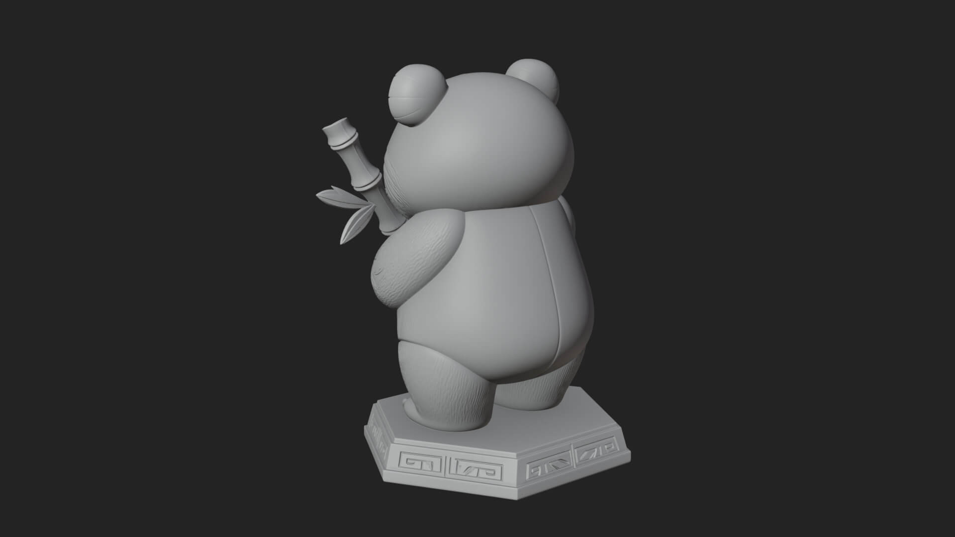 Panda with Bamboo Stalk Statue Design 4 3D Print Model 3D Model