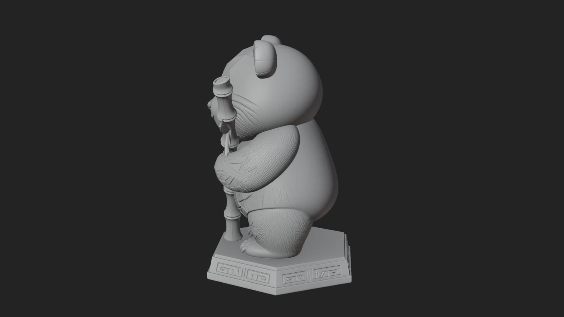 Panda with Bamboo Stalk Statue Design 4 3D Print Model 3D Model