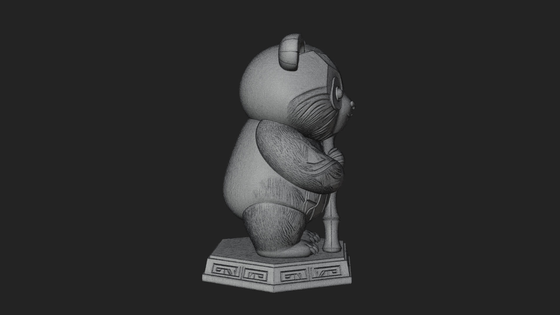 Panda with Bamboo Stalk Statue Design 4 3D Print Model 3D Model
