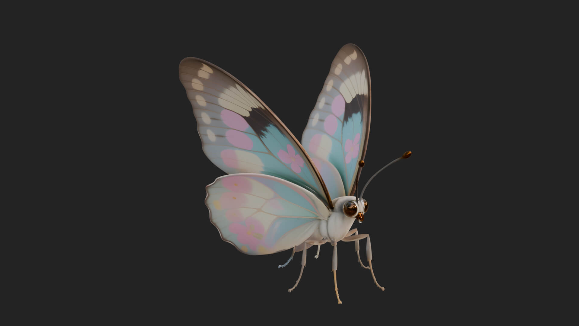 Pastel Wing Butterfly Statue Design 1 3D Print Model 3D Model