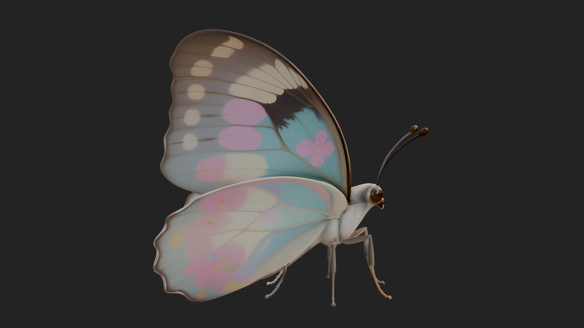 Pastel Wing Butterfly Statue Design 1 3D Print Model 3D Model