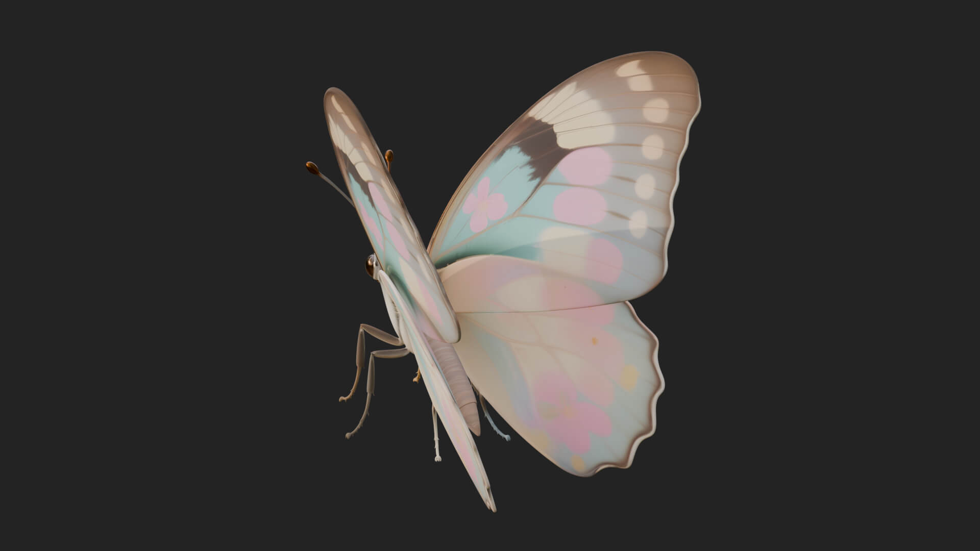 Pastel Wing Butterfly Statue Design 1 3D Print Model 3D Model