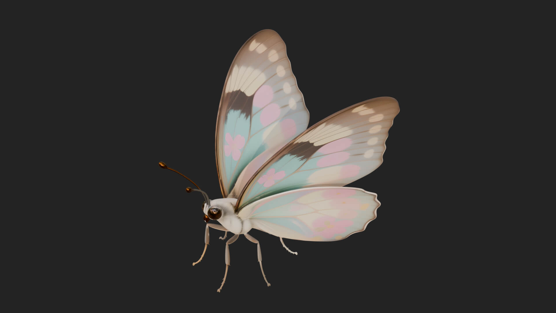 Pastel Wing Butterfly Statue Design 1 3D Print Model 3D Model