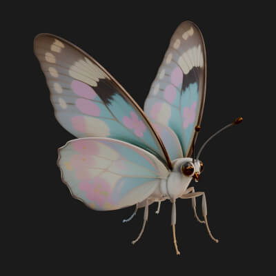Pastel Wing Butterfly Statue Design 1 3D Print Model
