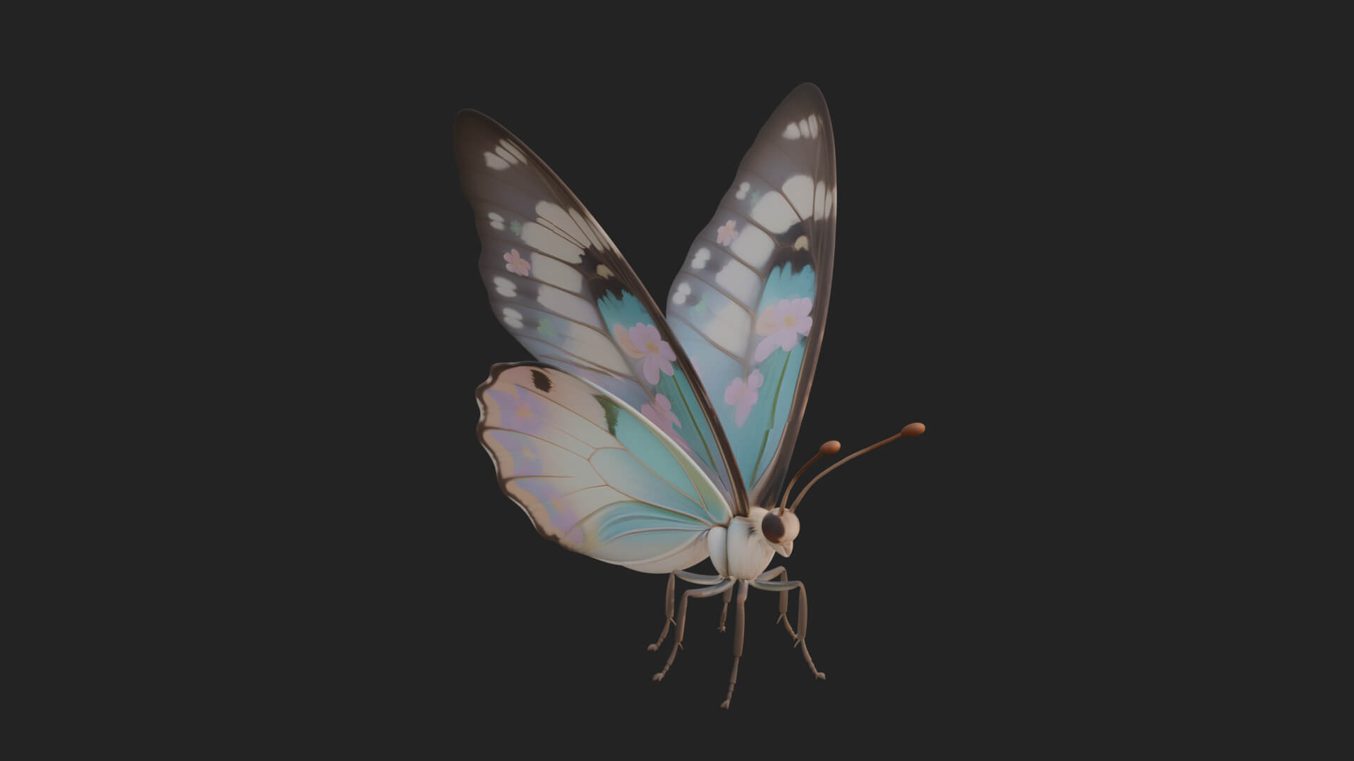 Pastel Wing Butterfly Statue Design 2 3D Print Model 3D Model