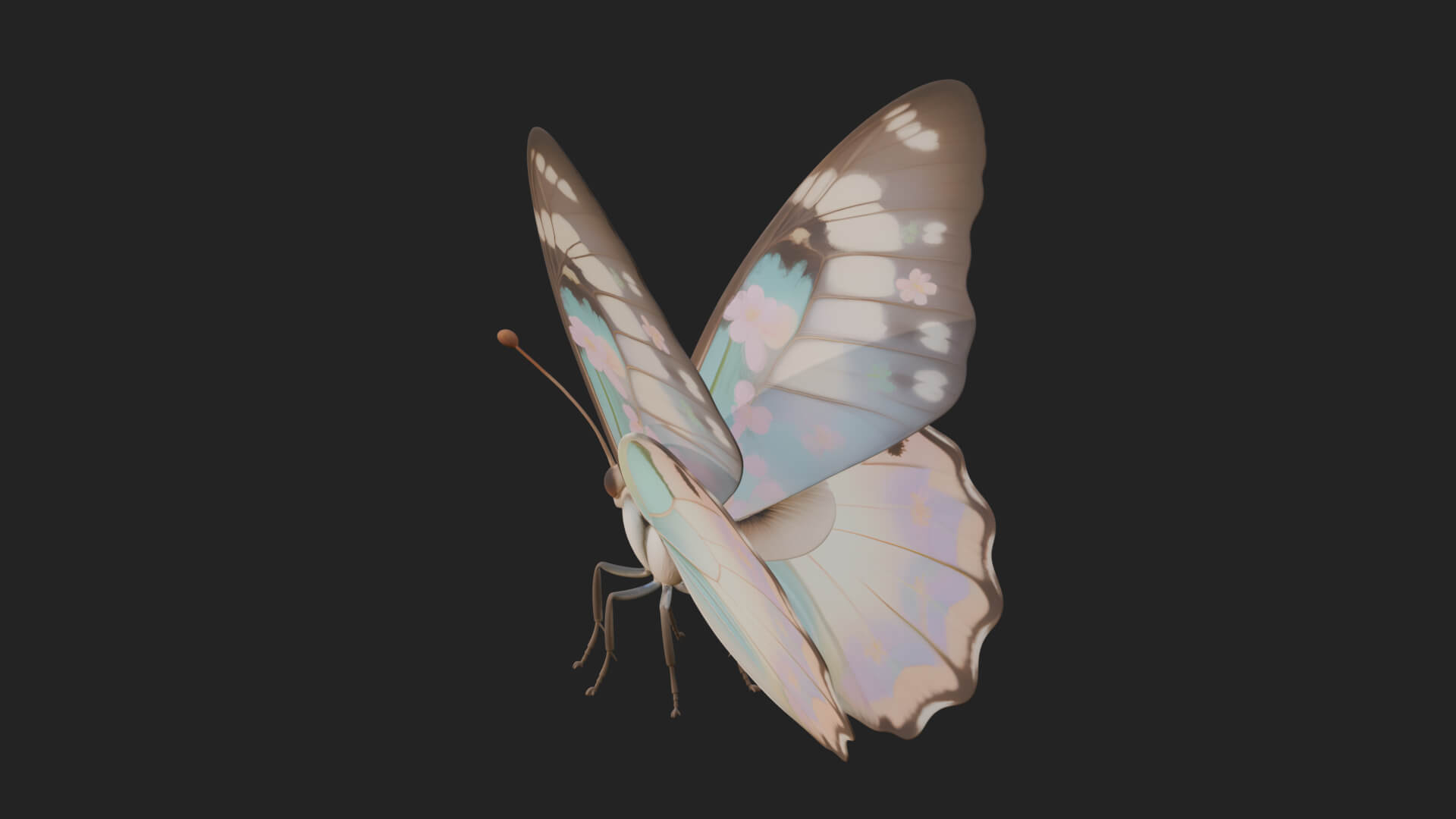 Pastel Wing Butterfly Statue Design 2 3D Print Model 3D Model