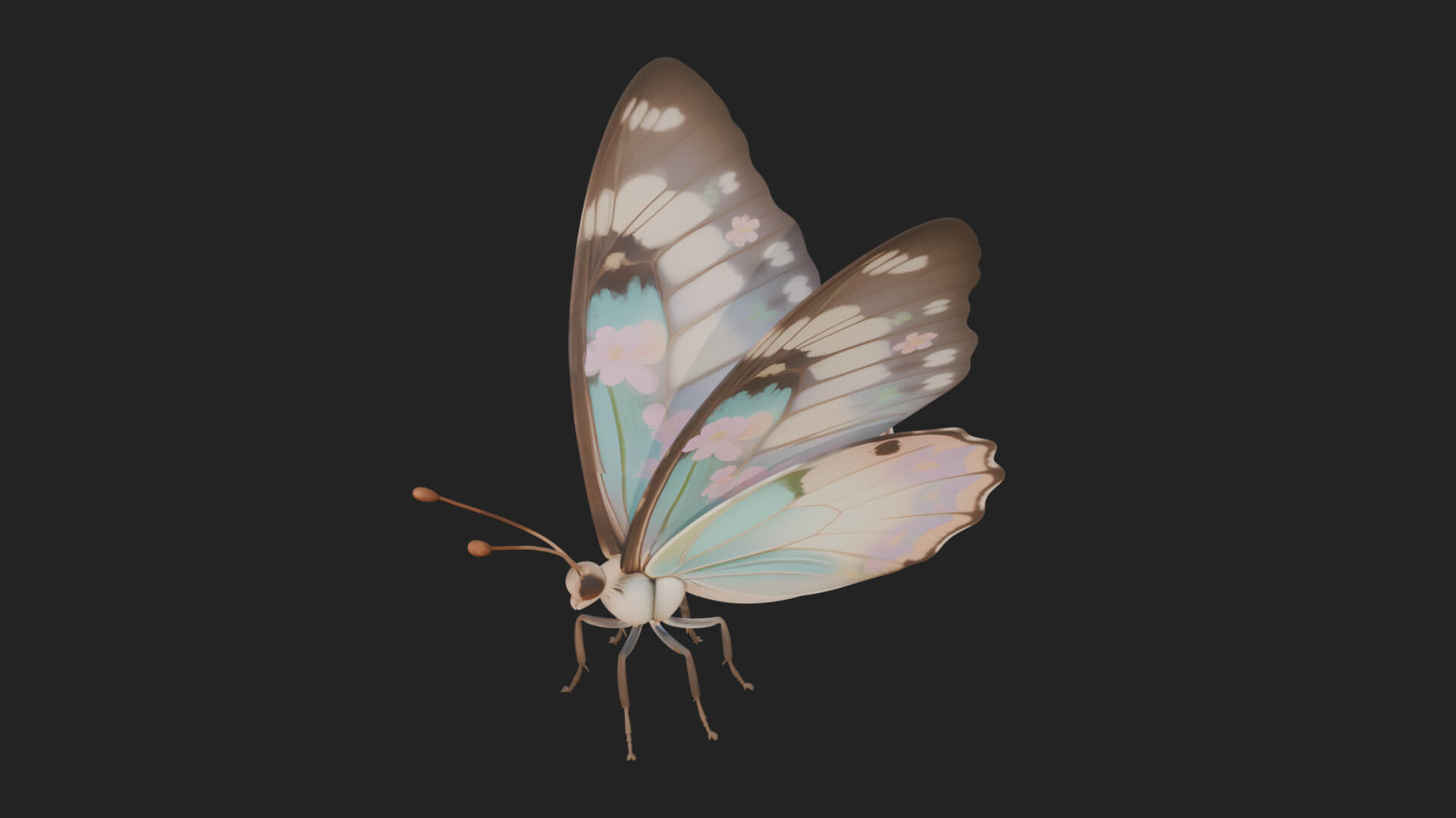 Pastel Wing Butterfly Statue Design 2 3D Print Model 3D Model