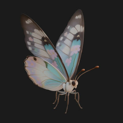 Pastel Wing Butterfly Statue Design 2 3D Print Model