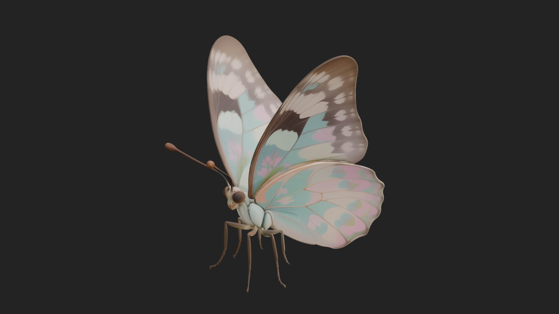 Pastel Wing Butterfly Statue Design 3 3D Print Model 3D Model