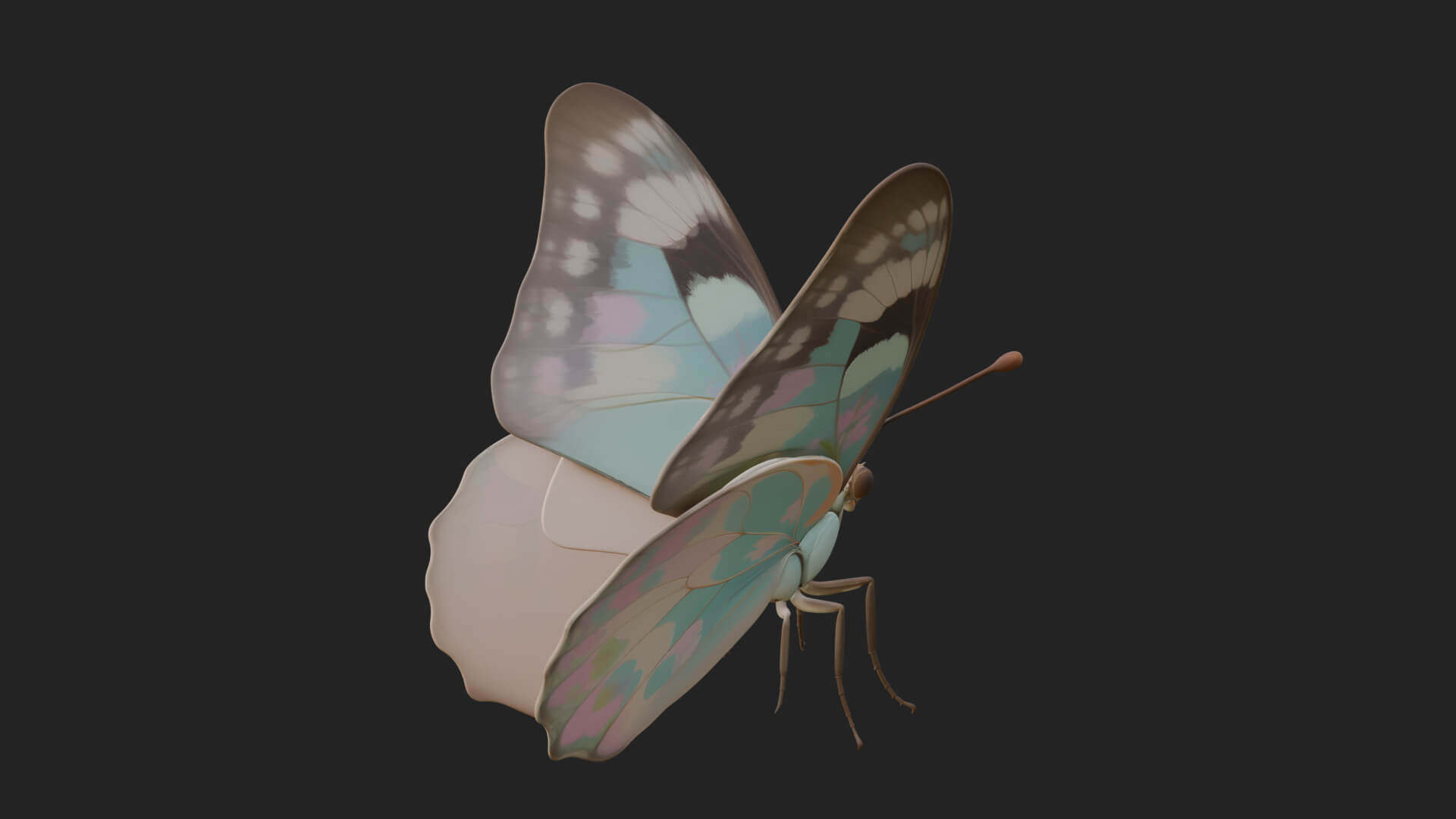 Pastel Wing Butterfly Statue Design 3 3D Print Model 3D Model