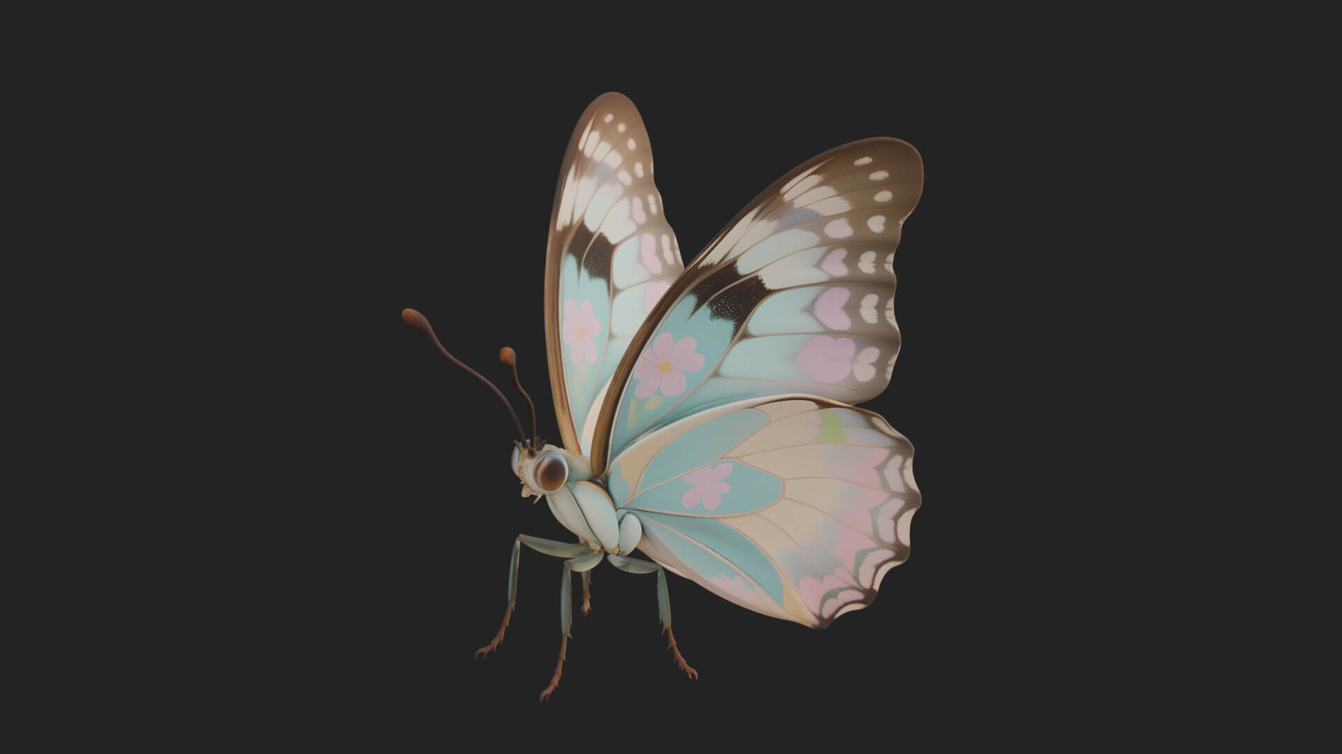 Pastel Wing Butterfly Statue Design 4 3D Print Model 3D Model