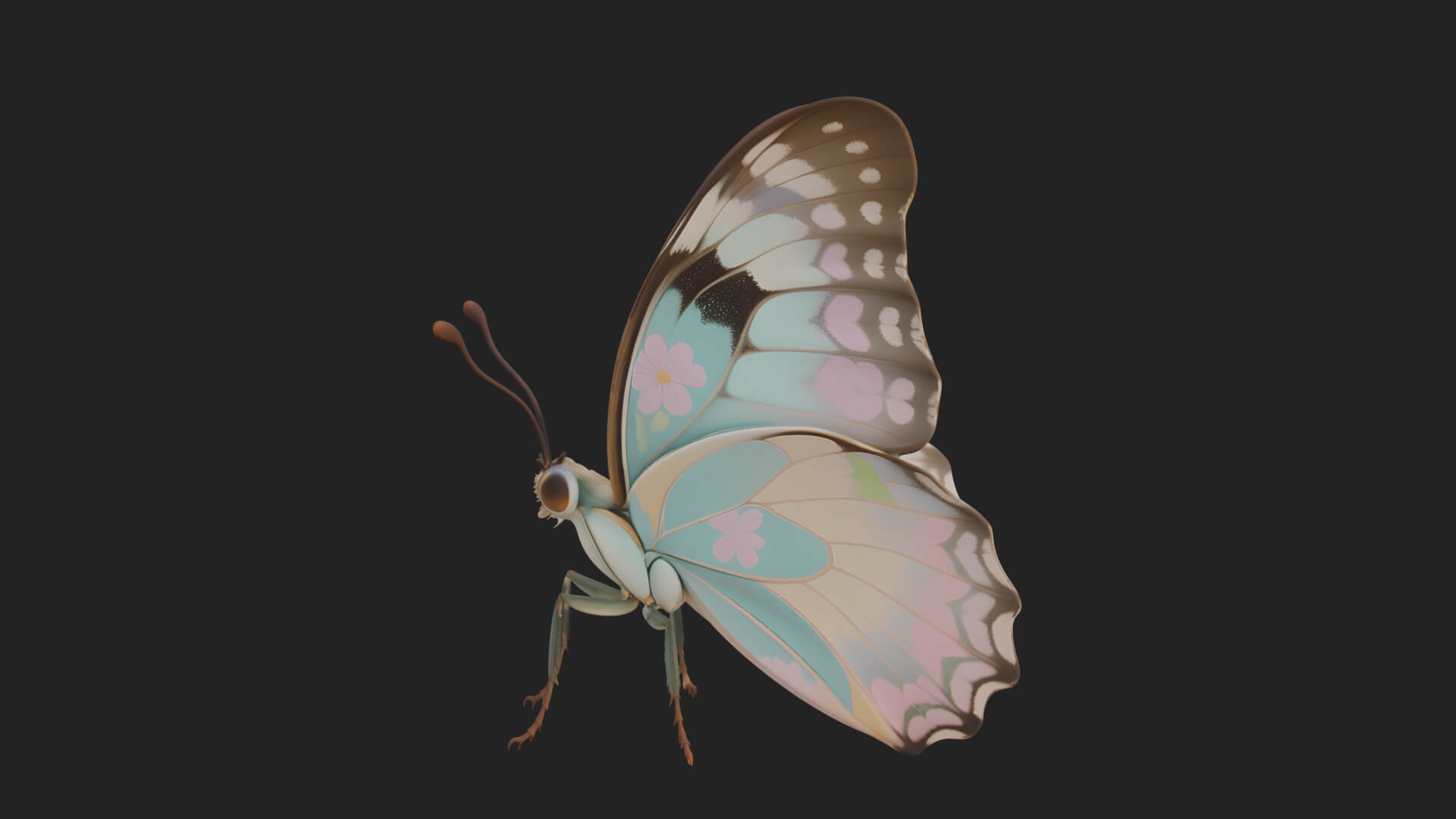 Pastel Wing Butterfly Statue Design 4 3D Print Model 3D Model