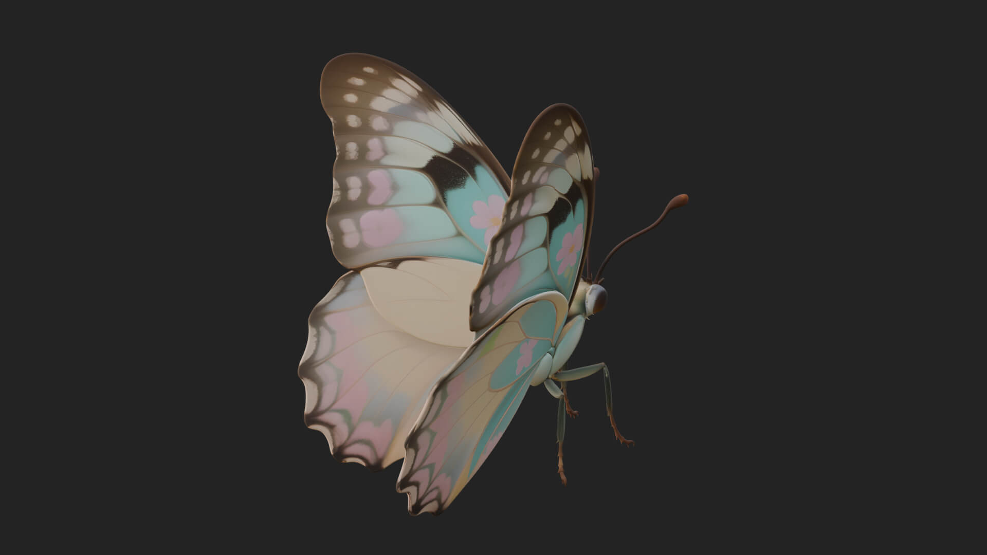 Pastel Wing Butterfly Statue Design 4 3D Print Model 3D Model