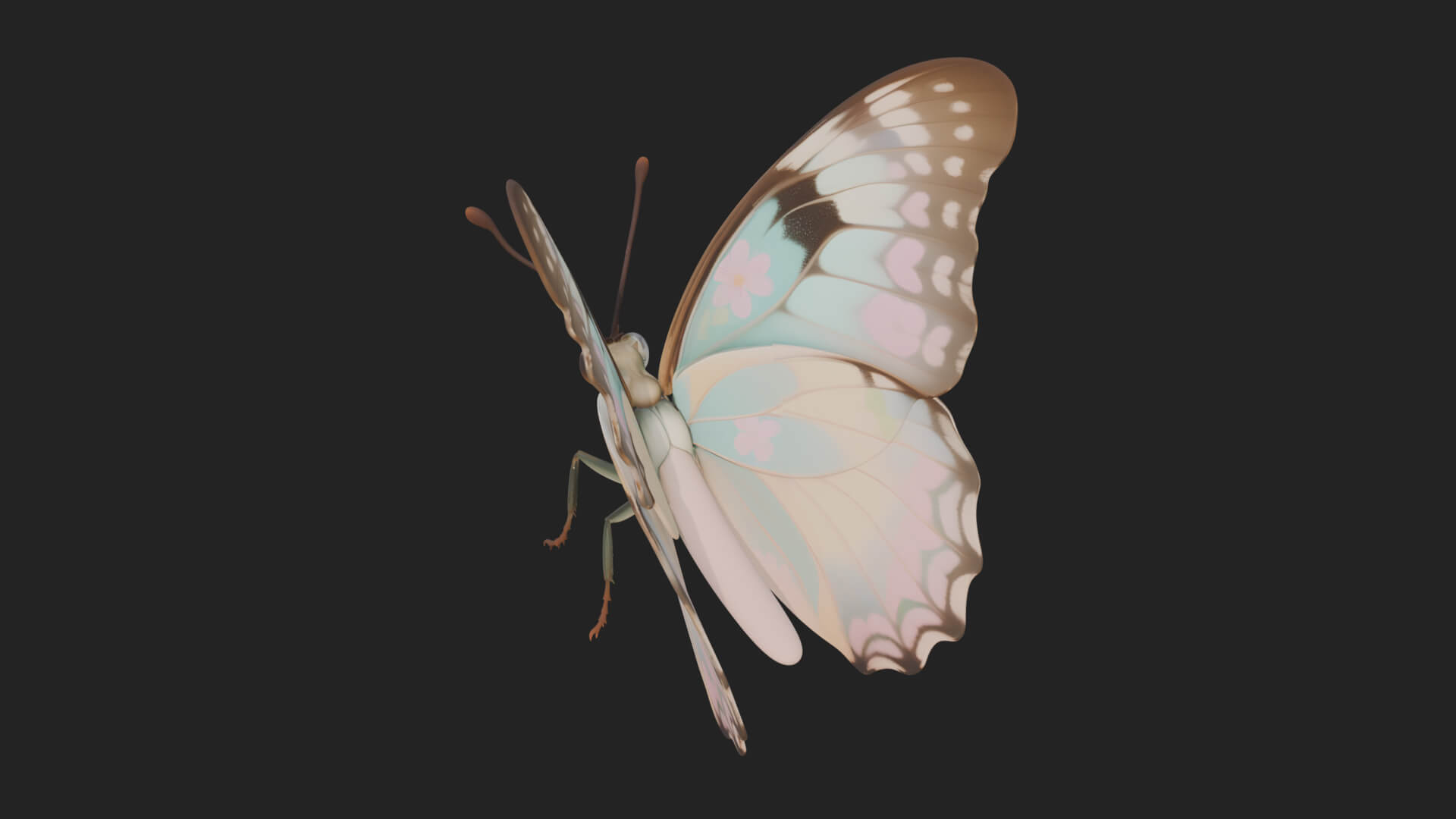 Pastel Wing Butterfly Statue Design 4 3D Print Model 3D Model