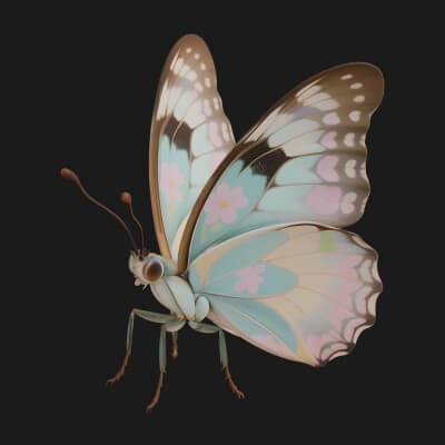 Pastel Wing Butterfly Statue Design 4 3D Print Model